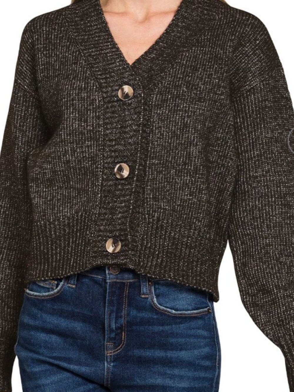 Zenana Melange Button Front Sweater Cardigan